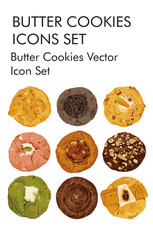 Butter cookies logo vector icon set