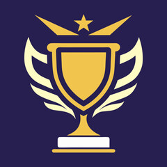 Trophy cup icon logo design vector art illustration