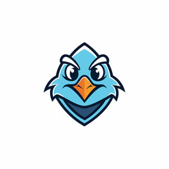 Simple line bird gaming mascot logo isolated vector art Illustration 