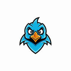 Simple line bird gaming mascot logo isolated vector art Illustration 