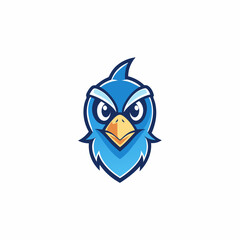 Simple line bird gaming mascot logo isolated vector art Illustration 