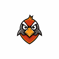 Simple line bird gaming mascot logo isolated vector art Illustration 
