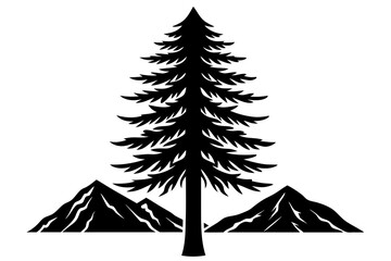 A tall cedar tree art vector illustration