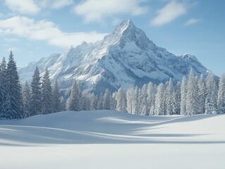 Fototapeta premium Snowy Mountain Landscape