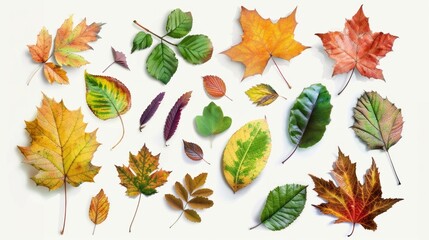 Obraz premium A collection of autumn leaves with various colors and shapes
