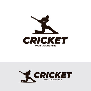 Cricket player logo design template