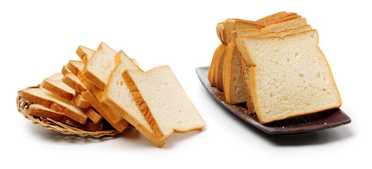 sliced bread on white background