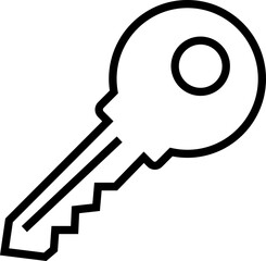 Key icon. Key black flat and line vector isolated on transparent background. Key symbol in generic style. Access keys concept for house, room, office, unlock, safety, secret, door more
