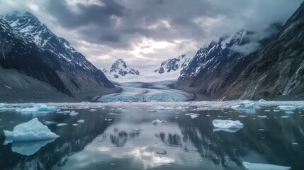 Glacier Lake with Majestic Mountains