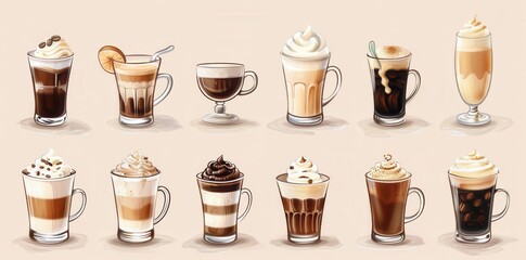 Diverse Coffee Selections. Varied high-quality coffee drinks menu