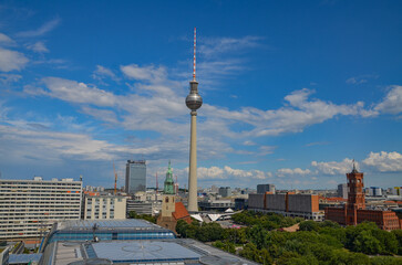 Berliner Fernsehturm – The Berlin TV Tower is located in Berlin's Mitte district, near...