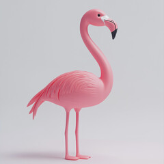 Cute Pink Flamingo Toy on a White Background