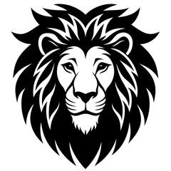 Lion head icon silhouette vector art illustration
