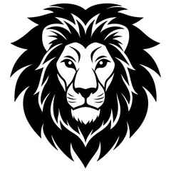 Lion head icon silhouette vector art illustration
