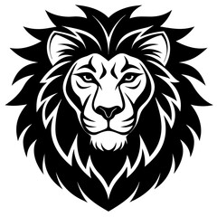 Lion head icon silhouette vector art illustration
