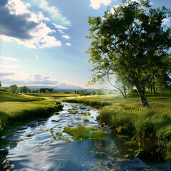 landscape with river and sky,
landscape with river