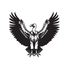 Obraz premium Vulture silhouette, Vulture Bird clipart, A vulture of spreading its wings wide illustration 
