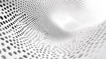 White dots pattern textured surface forming a tunnel going to bright light