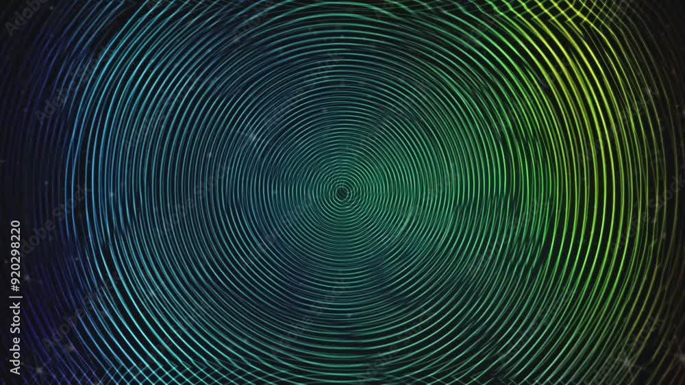 Poster a mesmerizing pattern of concentric circles in green and blue tones.