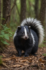 Obraz premium Skunk in a Forest Setting