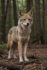 Obraz premium Coyote in a Forest Setting