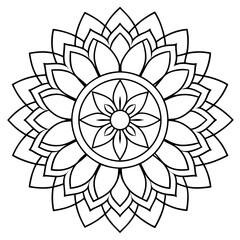 
Floral Mandala line art vector art, Mandala Icon black Clipart isolated on a White Background

