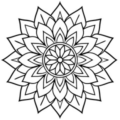 
Floral Mandala line art vector art, Mandala Icon black Clipart isolated on a White Background


