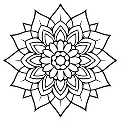 
Floral Mandala line art vector art, Mandala Icon black Clipart isolated on a White Background

