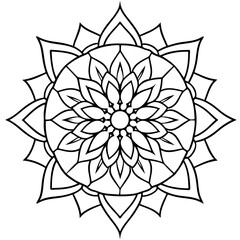 
Floral Mandala line art vector art, Mandala Icon black Clipart isolated on a White Background

