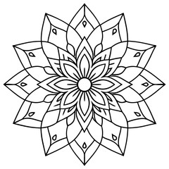 
Floral Mandala line art vector art, Mandala Icon black Clipart isolated on a White Background

