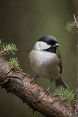 Obraz premium Charming Carolina Chickadee on a Branch
