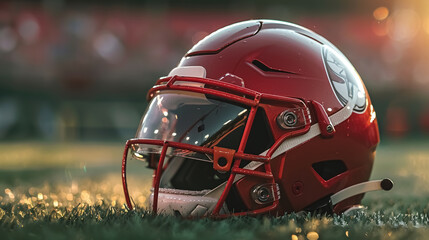 Fototapeta premium A football helmet with another helmet on top.