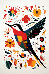 Obraz premium Hummingbird head White background stickers Flat Design Illustration