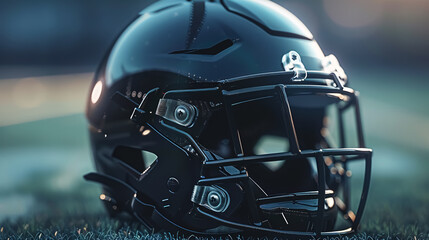 Fototapeta premium A football helmet with another helmet on top.