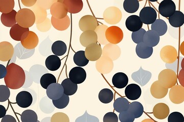 Autumn grapes artwork with minimalist design and clean lines