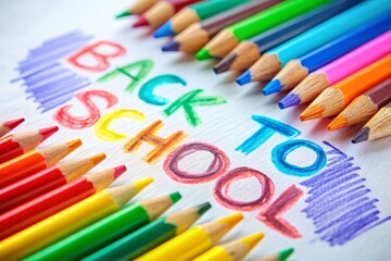 Fototapeta premium Back to School Colored Pencils and Letters.