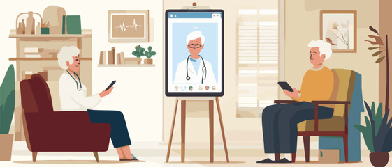 vector Telemedicine Consultation at Home