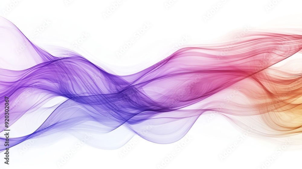 Aufkleber abstract art with flowing lines and waves in various colors on white background, ideal for creative 