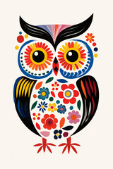 Naklejka premium Owl head White background stickers Flat Design Illustration