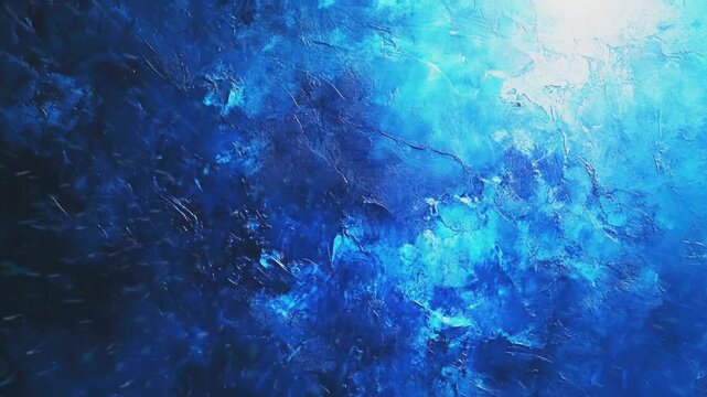 A vibrant abstract blue texture with intricate patterns and light reflections.