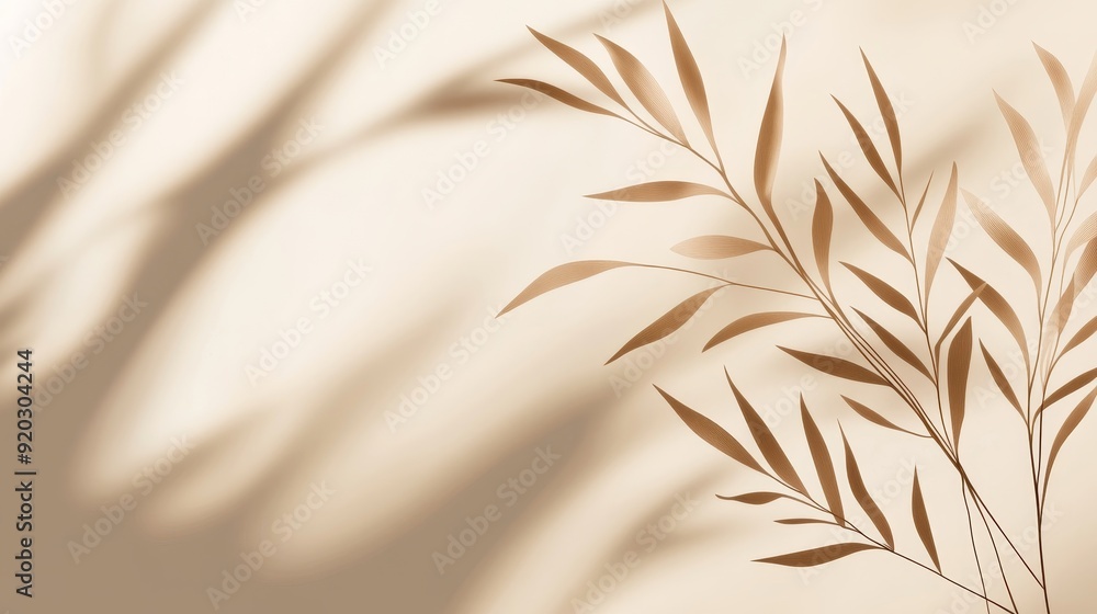 Poster a minimalist design featuring soft shadows and a delicate branch, creating a serene and calming atmo