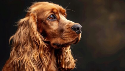 Portrait of a golden cocker spaniel with detailed fur in a studio setting