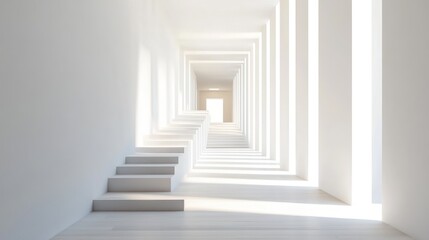 Obraz premium White Staircase Leading to a Bright, Open Doorway