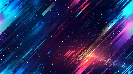 Obraz premium Seamless Abstract Neon Light Streaks and Stars Background Illustration