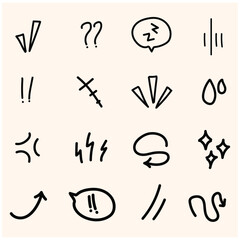 Fototapeta premium Expression sign, Anime manga doodle set With illustration style doodle and line art