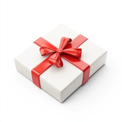 White Gift Box with Red Bow