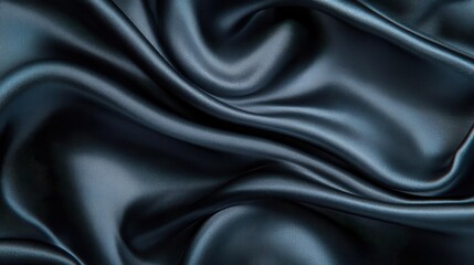 Obraz premium Abstract background of smooth, dark blue satin fabric with elegant folds.
