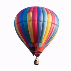 Fototapeta premium Solitary Colorful Hot Air Balloon Soaring in a Clear White Sky