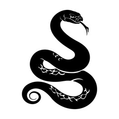 Obraz premium Snake black silhouette illustration on white background