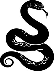 Snake black silhouette illustration on white background